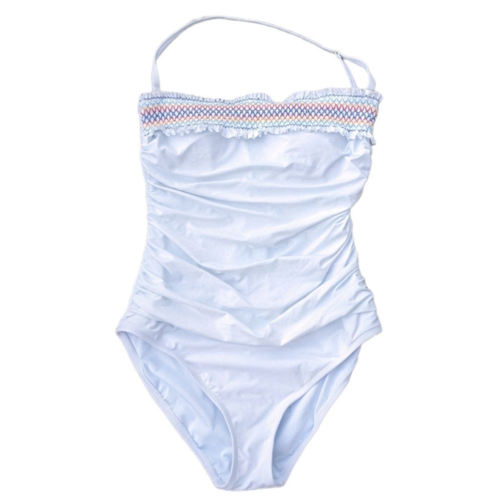 Bleu Rod Beattie One Piece Swimsuit, NWT Size 10, White and Multicolored Pattern